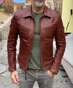 Veste en cuir pour homme au design personnalisé et tendance, avec col montant et logo sur le devant, fabriquée au Pakistan, veste d'hiver pour hommes et motards - Product Image 5