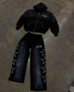 ชุดวอร์มผู้ชายผ้าฝ้ายแท้ 100% แบบสั่งทำพิเศษสองชิ้นทรงโอเวอร์ไซส์ พิมพ์ลายสีพื้น ชุดวอร์มพิมพ์ลายพัฟฟ์ทรงโอเวอร์ไซส์สำหรับผู้ชาย สั่งทำได้ - Product Image 2