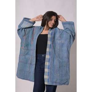 Chaqueta Kantha de Algodón Indio, Talla Única, Hecha a Mano, Acolchada, Estilo Vintage Boho, Chaqueta de Retazos, Ropa de Abrigo Bohemia para Mujer, Invierno - Product Image 3