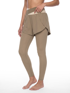 High Waist Yoga <b>Leggings</b> With <b>Short</b> Overlay Solid Color Seamless Four-Way Stretch Pants <b>Women</b> Fitness Workout Wear - Product Image 5