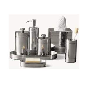 Juego de baño decorativo de acero inoxidable: dispensador de jabón, soporte para cepillos de dientes, cesto de basura y dispensador de toallitas. - Product Image 1