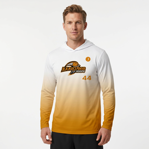 Maillot de basketball à manches longues pour homme, dégradé blanc et orange – Sweat à capuche personnalisé avec impression sublimée pour équipe, anti-humidité - Product Image 1