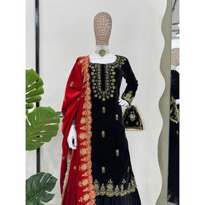 Ensemble haut-bas et Dupatta de créateur pour fête Taille XL - Product Image 5