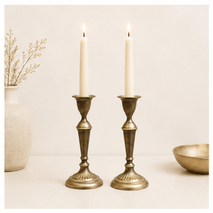 Lot de 2 bougeoirs coniques en laiton antique, supports de bougies vintage en métal pour centre de table de mariage, décoration de maison de style ferme - Product Image 6