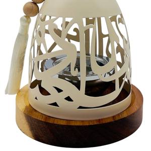 เตาเผากำยานทรงโดมลายอักษรอาหรับโลหะ พร้อมฐานไม้ เตาเผาอูด กลิ่นหอมอโรมาเธอราพี ของตกแต่งบ้านสำหรับเดือนรอมฎอน ส่งออก - Product Image 3