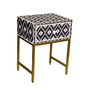 Mesa Auxiliar Premium Hecha a Mano con Incrustaciones de Hueso y Acabado de Diseño para Dormitorio y Sala de Estar - Product Image 1