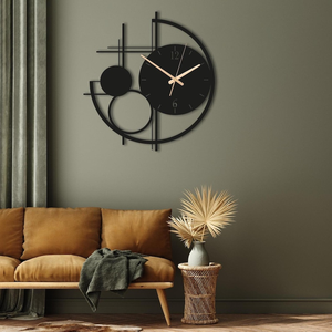 Modern Metal <b>Wall</b> <b>Clock</b> Abstract Geometric Circle Design Contemporary Decorative Timepiece Elegant Living Room <b>Wall</b> <b>Decor</b> - Product Image 1