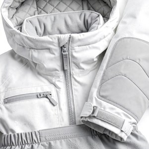 Veste de ski imperméable à capuche pour homme, couleur blanc-gris, fermeture éclair, style sportif, vêtements d'extérieur d'hiver, polyester - Product Image 6