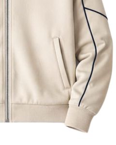 Conjunto Deportivo Personalizado para Hombre en Color Beige con Cierre, Fabricante de Ropa Deportiva, Traje para Correr con Ribete en Contraste, Ropa Casual para Gimnasio - Product Image 3