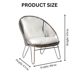 เก้าอี้นั่งหวายทำด้วยมือแบบทันสมัยพร้อมขาโลหะแบบกลมสำหรับห้องนั่งเล่นในร่มหรือการตกแต่งกลางแจ้งสำหรับสวน - Product Image 2