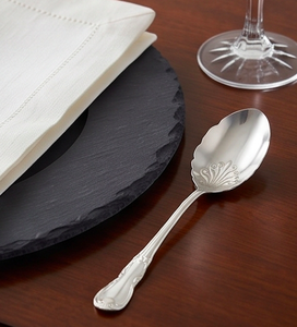 Classic Stainless Steel Serving Spoons <b>Mirror</b> Polish Fan-Shaped Design Long Handle Durable Wedding Flatware Set - Product Image 3