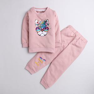Polka Tots Make a Wish Print Camiseta de manga larga con conjunto de pantalón de Salón-rosa - Product Image 1