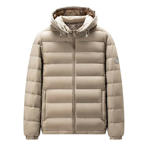 Chaqueta acolchada con capucha para hombre, color azul marino, abrigo de invierno con cierre de cremallera, informal, grueso y cálido, resistente al viento. - Product Image 4