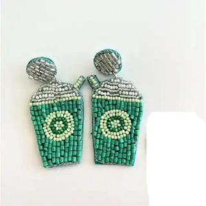 Boucles d'oreilles brodées à la main avec perles, dernier design d'Inde, couleur et forme personnalisables, logo personnalisable - Product Image 5