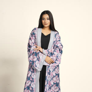 Abaya longue ouverte sur le devant en mousseline unie, style modeste islamique pour femmes, idéale pour l'Aïd et le Ramadan. - Product Image 3