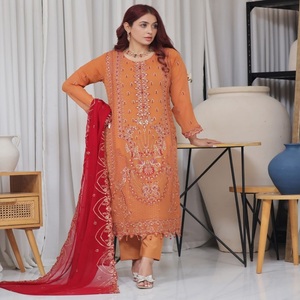 Trajes indios de gasa de 3 piezas Bin Hameed Vol NISHA Long Maxi Luxury Boutique Vestidos para mujeres con estilo hermoso para ropa de fiesta - Product Image 4