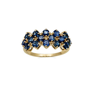 Anillo de Oro Amarillo de 14K con Racimo de Zafiros Azules Naturales para Mujer |   Joyería de Piedras Preciosas Finas de Corte Redondo, Venta al por Mayor, OEM, ODM - Product Image 1