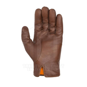 ถุงมือขับรถหนังสีน้ำตาลขายส่งสำหรับผู้ชาย แบบเต็มนิ้ว เย็บสามจุด นุ่มสบาย สไตล์พังก์ บุขนเทียม อุ่น รับผลิตตามแบบ OEM - Product Image 4