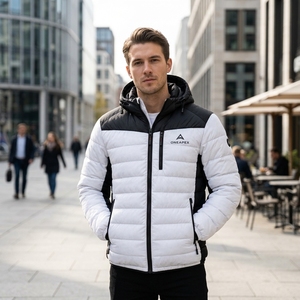 Chaqueta Acolchada con Capucha para Hombre Custom One Apex, Color Negro y Blanco, Chaqueta de Plumón Ligera para Invierno y Actividades al Aire Libre - Product Image 5