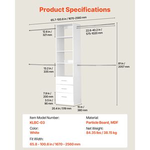 Sistema Moderno per Cabina Armadio con 3 Cassetti in Legno Regolabili in Altezza e 4 Organizzatori Retrattili per l'Organizzazione dell'Armadio - Product Image 2