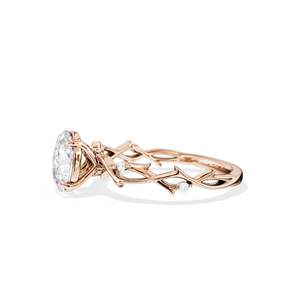 Anillo de compromiso de diamantes de corte ovalado para mujer, engaste de oro amarillo con estilo floral - Product Image 5