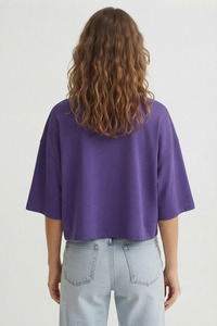 Camiseta Polo Corta para Mujer, Holgada, con Hombros Caídos, para Correr, Estilo Casual Urbano - Product Image 2