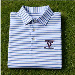 Trackstar Men's Royal <b>Blue</b> White Striped <b>Polo</b> <b>Shirt</b> Short Sleeve Button Collar Casual Golf <b>Shirt</b> Custom Logo - Product Image 6