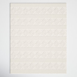 Gorgeous Hot Selling Textured Ivory Geometric Area Rug - Off-White Diamond Pattern Wool Carpet Absorbent and Washable for Home - Product Image 2
