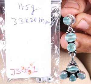 Pendientes Colgantes de Latón Oxidado con Cuarzo Azul, Estilo Bohemio, Forma de Campana, Venta al por Mayor, Hechos a Mano - Product Image 2