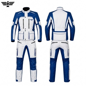 Unisex Blue White Printed Plus Size Motorcycle <b>Racing</b> Suit Full Sleeve Color Blocked <b>Jacket</b> Pants Set Windproof All Seasons - Product Image 6
