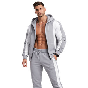 Men’s Slim Fit Grey Tracksuit Set Hooded Sweatshirt and Drawstring Joggers Gym Wear Sportswear Joggers <b>Athletic</b> Training Suit - Product Image 1