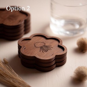 Posavasos de madera con forma de flor y diseño de medusa, estilo Wabi Sabi, posavasos ecológicos cuadrados de madera para té de UO - Product Image 6
