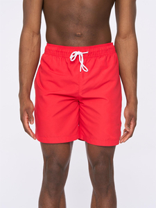 Shorts décontractés pour hommes, rouge uni, à séchage rapide, taille élastique, taille mi-haute, en polyester tissé - Product Image 6