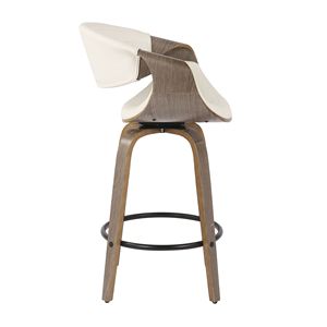 Set di 2 sgabello da bancone moderno sinfonia della metà del secolo in legno grigio chiaro ed ecopelle bianca per i mobili della sala da pranzo - Product Image 3