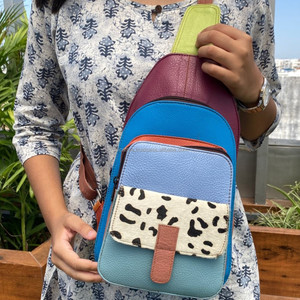 Cheveux sur le sac à bandoulière en cuir recyclé imprimé Animal pour femmes sac à bandoulière en cuir coloré fait à la main sac à bandoulière dissimuler sac à bandoulière - Product Image 2