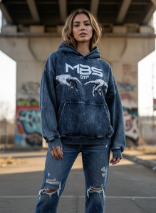 Conjunto de Sudadera con Capucha y Jeans Desgastados de Mezclilla con Lavado Ácido para Hombre, Estilo Urbano, Estampado Gráfico Vintage, Traje Deportivo de Mezclilla Hip Hop - Product Image 5