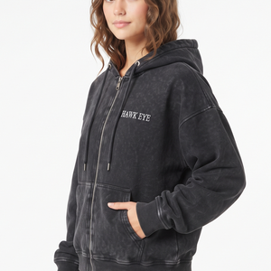 Custom <b>Black</b> Color Acid Wash Hoodie <b>Women</b> Full Zip Oversized <b>Sweatshirt</b> Cotton Fashion Custom Design Manufacturer - Product Image 2