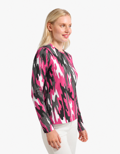 Camiseta de Manga Larga con Estampado de Camuflaje para Mujer, Cuello Redondo, Estilo Casual, Ajustada, Ropa de Moda Urbana - Product Image 3