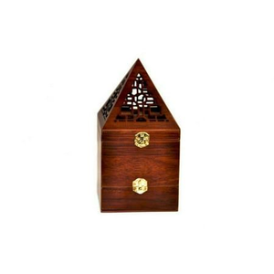 Quemador de incienso estilo árabe, quemador de incienso de madera Mabkhara, quemador de incienso de madera con forma de cabaña de Blossom Craft India. - Product Image 3