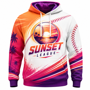 Sudadera con Capucha de Béisbol de la Liga Sunset, Unisex, Estampado por Sublimación, Ropa Deportiva para Adultos, Diseño Transpirable de Poliéster - Product Image 1
