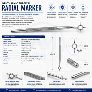 Al Mida Healthcare AMHC-R-364 Instrumento Quirúrgico Oftálmico de Acero Inoxidable para Astigmatismo, Marcador Radial de Clase II con Certificación CE ISO - Product Image 6