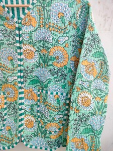 2026 Hot Selling Handmade Indian Knitted Breathable <b>Quilted</b> Cotton Jacket Boho Floral Outerwear for Women - Product Image 5