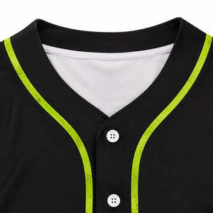Custom Adult Baseball Jersey Digital Printed Black Lime Green Trim Short Sleeve Unisex Breathable 100% Polyester 240g <b>Team</b> - Product Image 6
