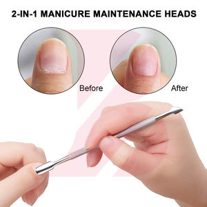 2 pièces : Repousse-cuticules et coupe-cuticules professionnels, outil double tête en acier inoxydable - Product Image 4