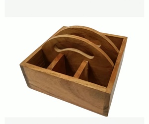 กล่องเก็บของไม้กระถินณรงค์แบบพกพาพร้อมหูหิ้วสำหรับวางบนโต๊ะ - Product Image 3