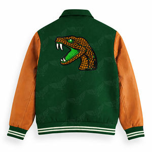 Veste universitaire Famo pour hommes, mélange de laine, style Letterman, avec manches en cuir PU, design Snake Back, athlétique, universitaire - Product Image 5