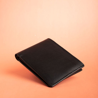 Dompet Lipat Pria Kulit Asli RFID Blocking Tipis Minimalis untuk Saku Depan, Dompet Pria Tipis Bergaya dengan Kulit Crazy Horse