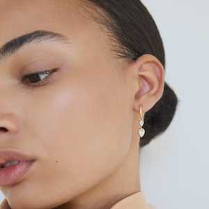 Dangle Ear Jackets Pear Cut Lab Grown Diamond Prong Set Two Stone Drop Charm <b>Hoop</b> Enhancers 10k 14k 18k Solid Gold Factory Price - Product Image 6