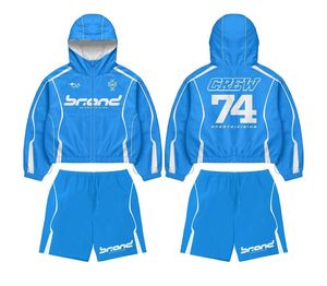 Premium Sport Hooded Windbreaker & Shorts Men's <b>White</b> Pink Hooded Sport <b>Jacket</b> & Shorts Set Quick Dry <b>Summer</b> Athletic Wear - Product Image 4