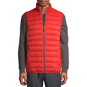 Red Color Stand Collar Puffer Vest Men <b>Jacket</b> Cheap Price Polyester Waterproof Material Zipp With Sid Two Pocket Men Puffer Vest - Product Image 1